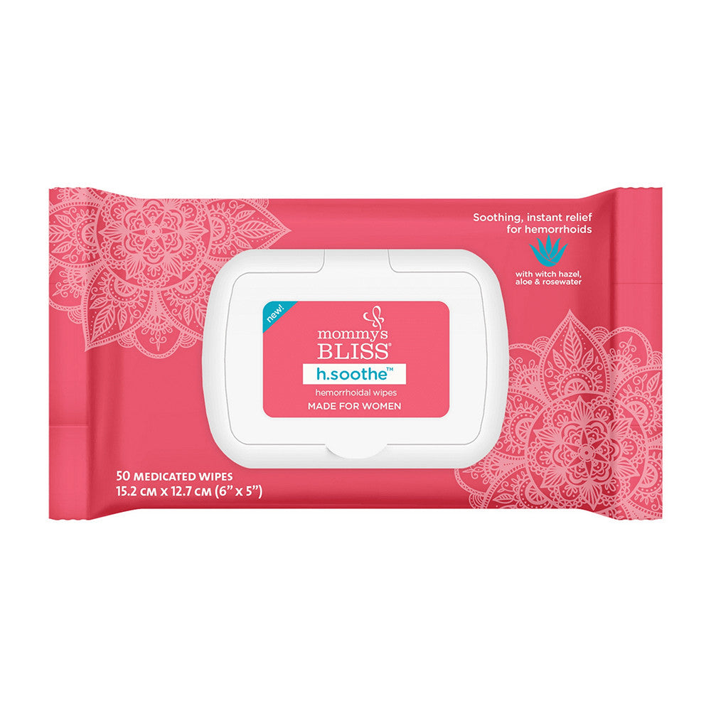 Mommys Bliss Soothing Hemorrhoid Wipes for Women, Aloe And Rosewater, 50 Ct